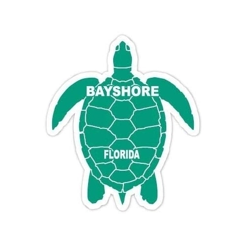 Bayshore Florida 4 Inch Green Turtle Shape Decal Sticker Image 1