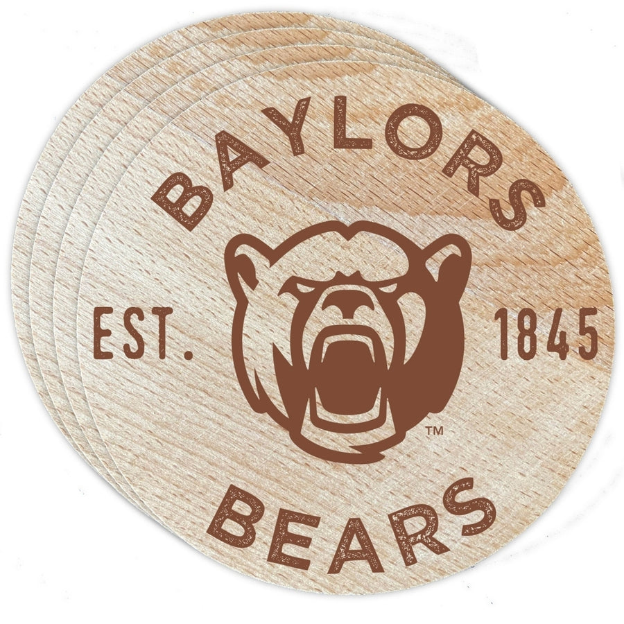 Baylor Bears Officially Licensed Wood Coasters (4-Pack) - Laser Engraved, Never Fade Design Image 1