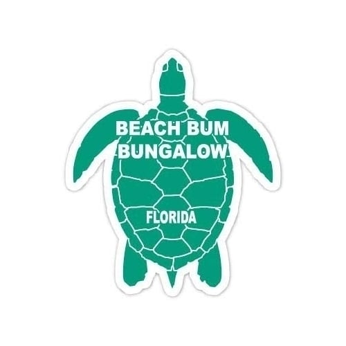 Beach Bum Bungalow Florida 4 Inch Green Turtle Shape Decal Sticker Image 1