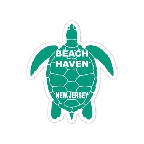 Beach Haven Jersey Souvenir 4 Inch Green Turtle Shape Decal Sticker Image 1