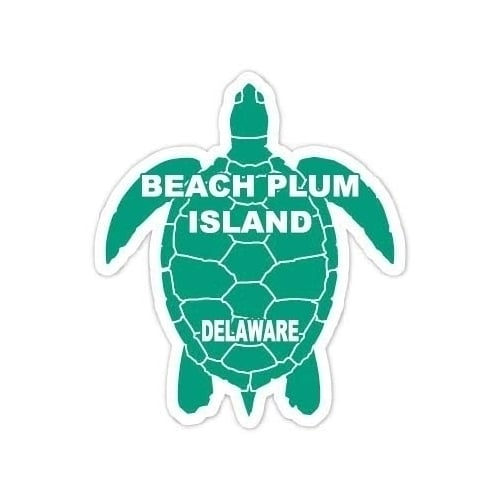 Beach Plum Island Delaware Souvenir 4 Inch Green Turtle Shape Decal Sticker Image 1