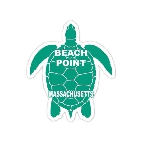 Beach Point Massachusetts Souvenir 4 Inch Green Turtle Shape Decal Sticker Image 1