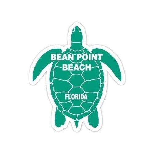 Bean Point Beach Florida 4 Inch Green Turtle Shape Decal Sticker Image 1