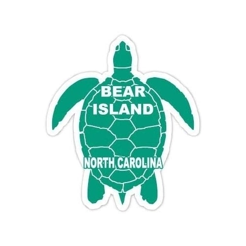 Bear Island North Carolina Souvenir 4 Inch Green Turtle Shape Decal Sticker Image 1