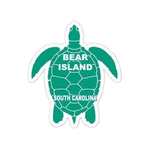 Bear Island South Carolina Souvenir 4 Inch Green Turtle Shape Decal Sticker Image 1