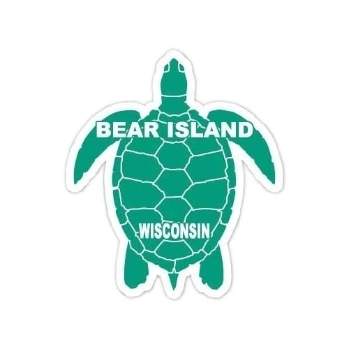 Bear Island Wisconsin Souvenir 4 Inch Green Turtle Shape Decal Sticker Image 1