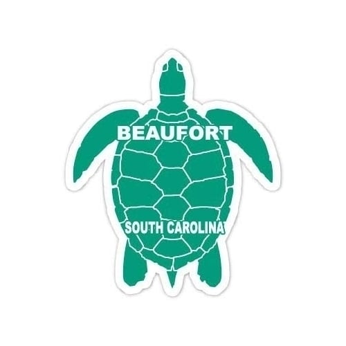 Beaufort South Carolina Souvenir 4 Inch Green Turtle Shape Decal Sticker Image 1