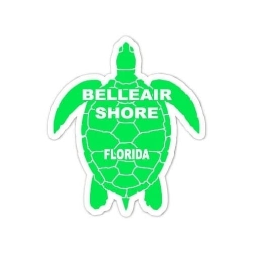 Belleair Shore Florida Souvenir 4 Inch Green Turtle Shape Decal Sticker Image 1