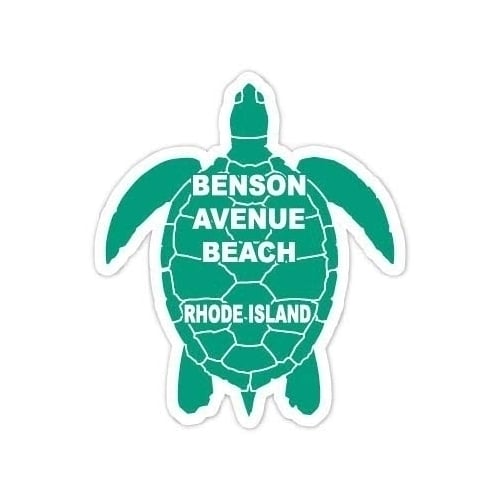 Benson Avenue Beach Rhode Island 4 Inch Green Turtle Shape Decal Sticker Image 1