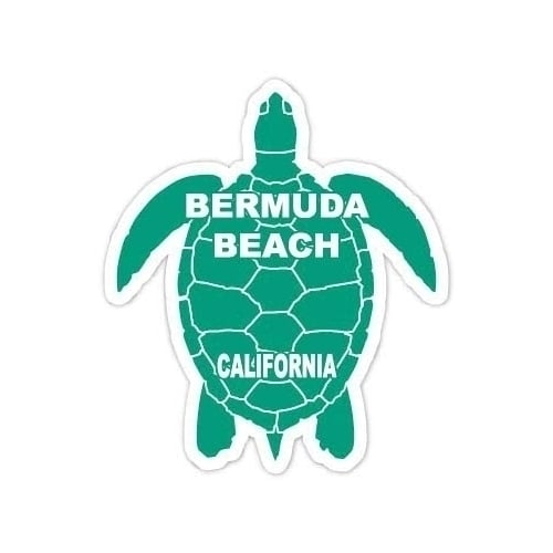 Bermuda Beach California Souvenir 4 Inch Green Turtle Shape Decal Sticker Image 1