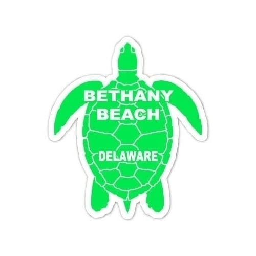 Bethany Beach Delaware Souvenir 4 Inch Green Turtle Shape Decal Sticker Image 1