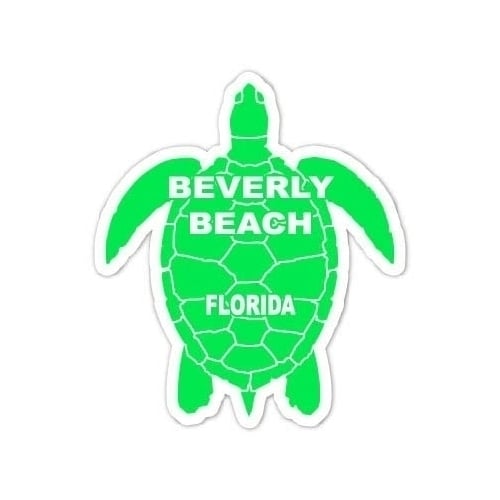 Beverly Beach Florida Souvenir 4 Inch Green Turtle Shape Decal Sticker Image 1