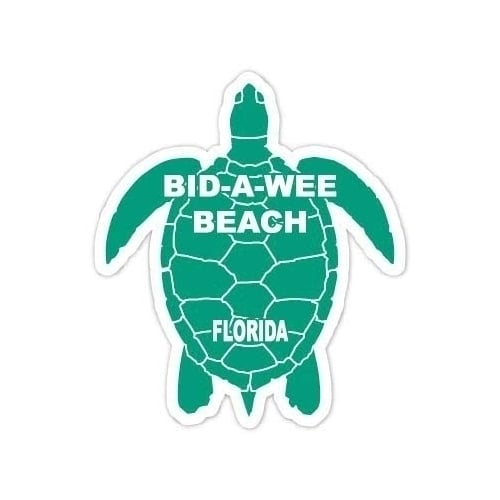 Bid-a-Wee Beach Florida Souvenir 4 Inch Green Turtle Shape Decal Sticker Image 1