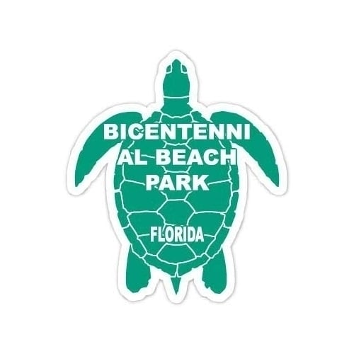 Bicentennial Beach Park Florida Souvenir 4 Inch Green Turtle Shape Decal Sticker Image 1