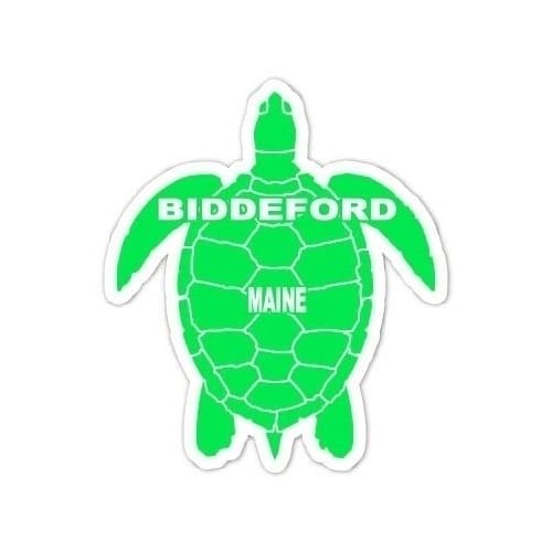 Biddeford Maine 4 Inch Green Turtle Shape Decal Sticker Image 1