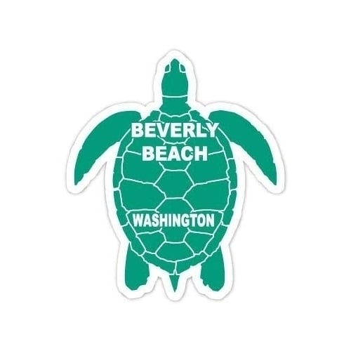 Beverly Beach Washington 4 Inch Green Turtle Shape Decal Sticker Image 1