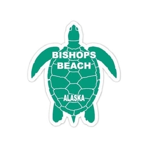 Bishops Beach Alaska Souvenir 4 Inch Green Turtle Shape Decal Sticker Image 1