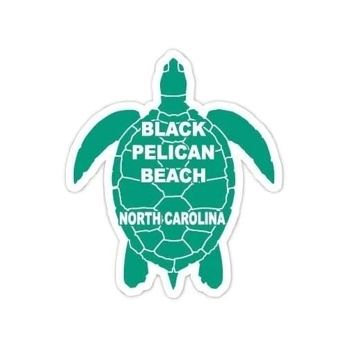 Black Pelican Beach North Carolina 4 Inch Green Turtle Shape Decal Sticker Image 1