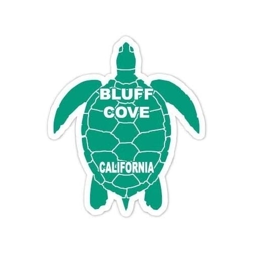 Bluff Cove California Souvenir 4 Inch Green Turtle Shape Decal Sticker Image 1