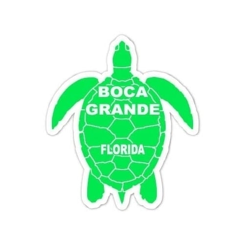 Boca Grande Florida Souvenir 4 Inch Green Turtle Shape Decal Sticker Image 1