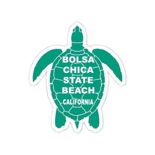 Bolsa Chica State Beach California Souvenir 4 Inch Green Turtle Shape Decal Sticker Image 1