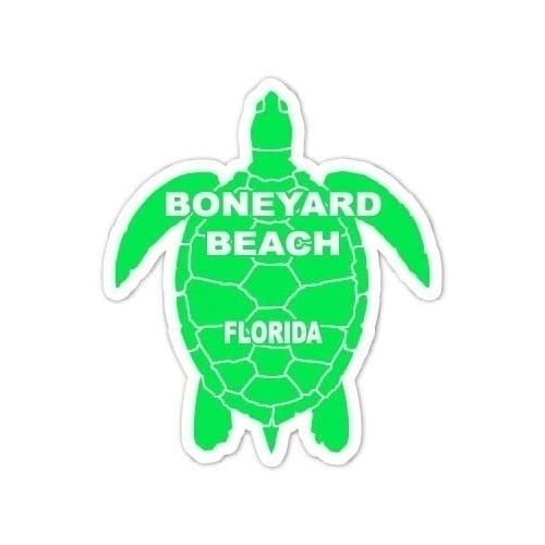 Boneyard Beach (Florida) Florida Souvenir 4 Inch Green Turtle Shape Decal Sticker Image 1