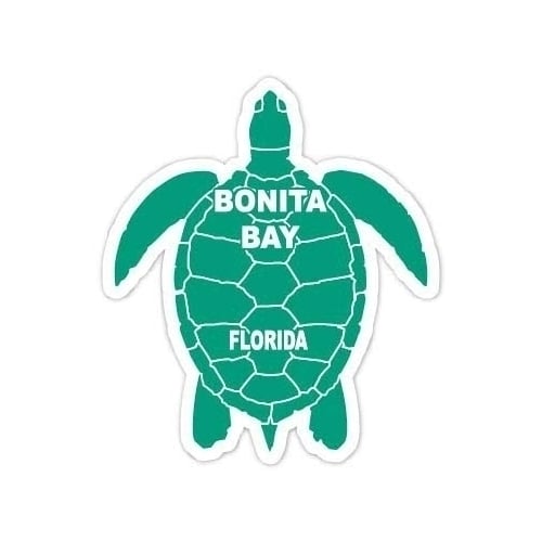 Bonita Bay Florida 4 Inch Green Turtle Shape Decal Sticker Image 1