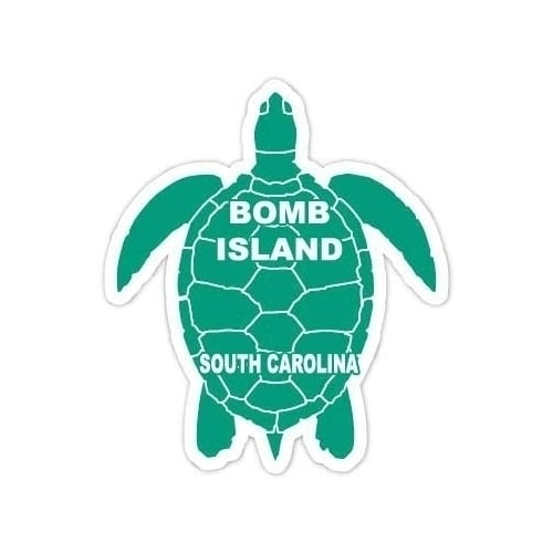 Bomb Island South Carolina Souvenir 4 Inch Green Turtle Shape Decal Sticker Image 1