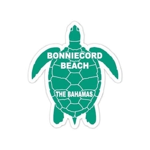 Bonniecord Beach The Bahamas 4 Inch Green Turtle Shape Decal Sticker Image 1