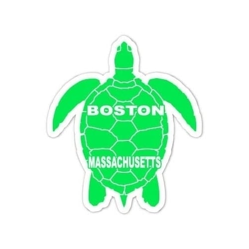 Boston Massachusetts 4 Inch Green Turtle Shape Decal Sticker Image 1