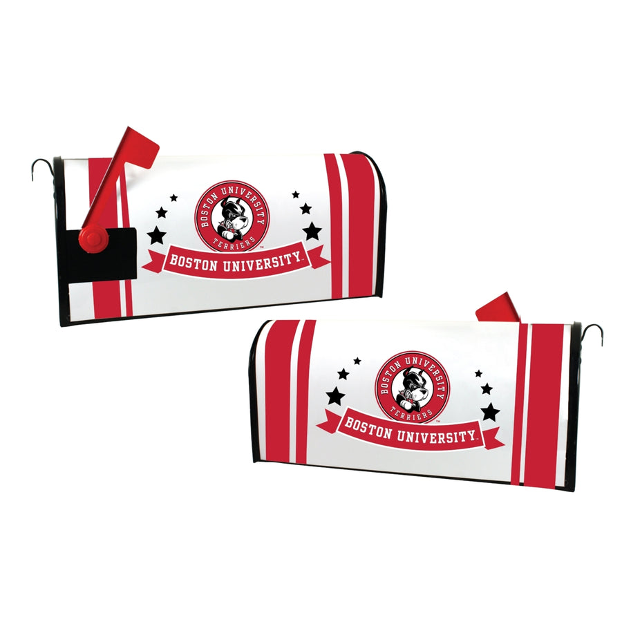 Boston Terriers NCAA Officially Licensed Mailbox Cover Logo and Stripe Design Image 1