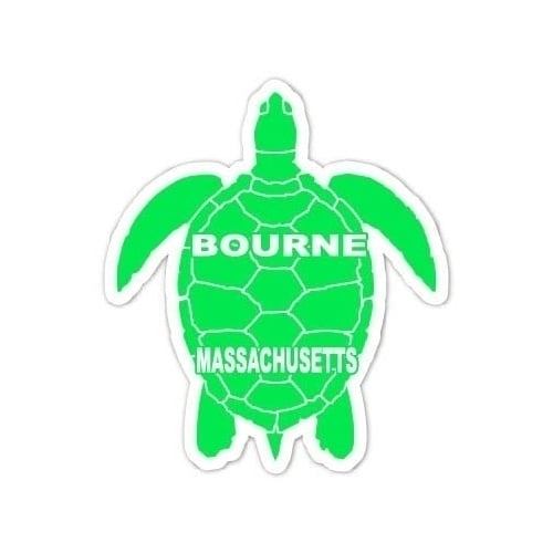 Bourne Massachusetts 4 Inch Green Turtle Shape Decal Sticker Image 1