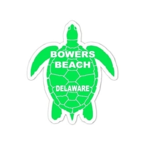 Bowers Beach Delaware Souvenir 4 Inch Green Turtle Shape Decal Sticker Image 1