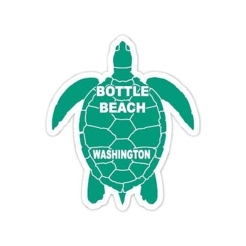 Bottle Beach Washington 4 Inch Green Turtle Shape Decal Sticker Image 1