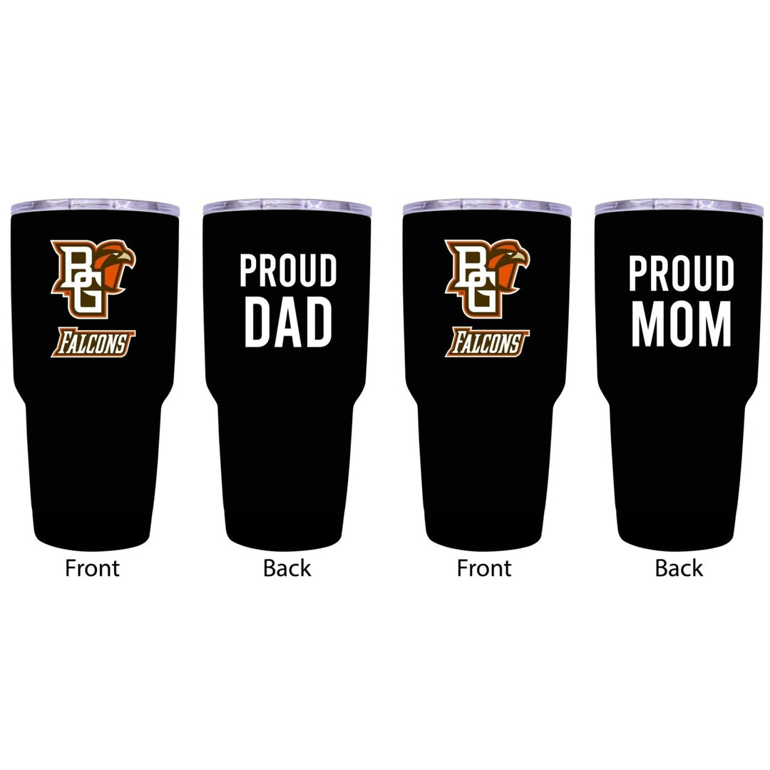 Bowling Green Falcons Proud Parent 24 oz Insulated Tumblers Set - Black, Mom and Dad Edition Image 1