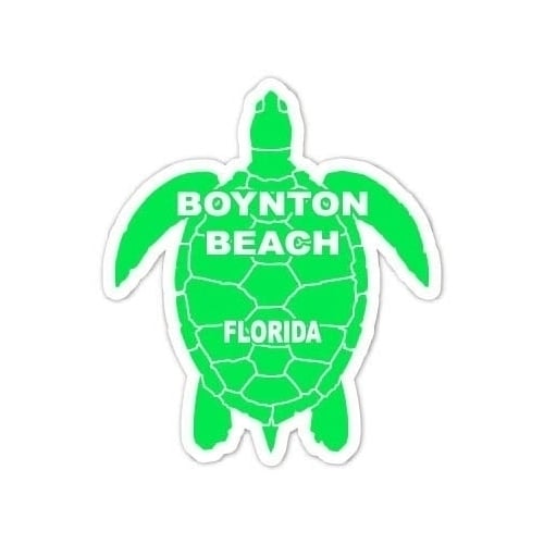 Boynton Beach Florida Souvenir 4 Inch Green Turtle Shape Decal Sticker Image 1