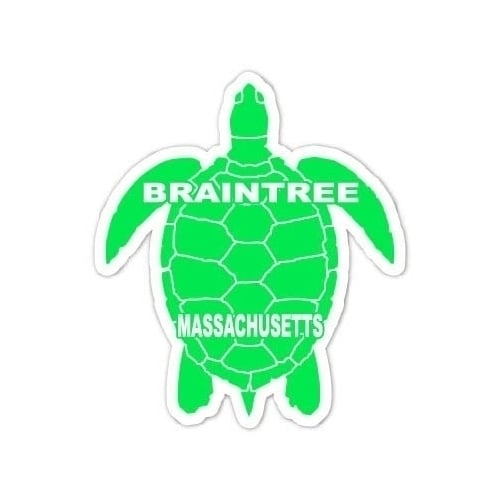 Braintree Massachusetts 4 Inch Green Turtle Shape Decal Sticker Image 1