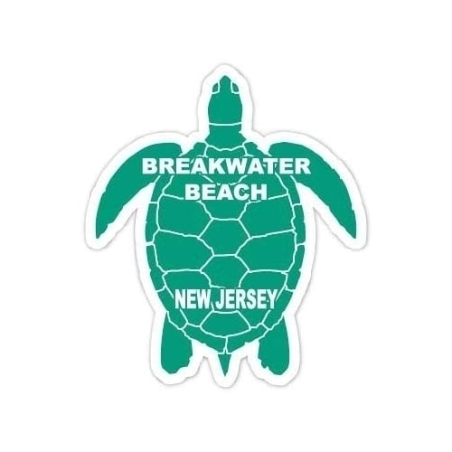 Breakwater Beach Jersey Souvenir 4 Inch Green Turtle Shape Decal Sticker Image 1