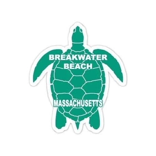 Breakwater Beach Massachusetts Souvenir 4 Inch Green Turtle Shape Decal Sticker Image 1