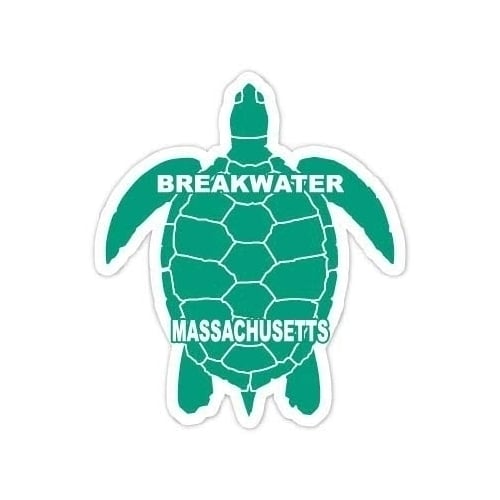 Breakwater Massachusetts Souvenir 4 Inch Green Turtle Shape Decal Sticker Image 1