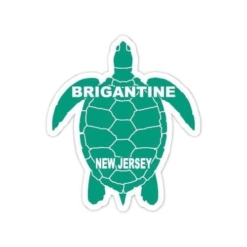 Brigantine Jersey Souvenir 4 Inch Green Turtle Shape Decal Sticker Image 1