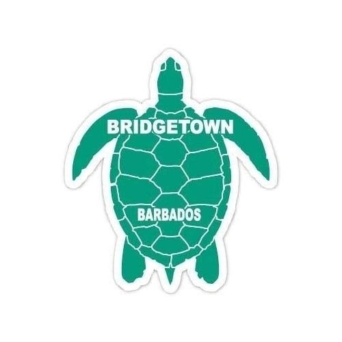 Bridgetown Barbados 4 Inch Green Turtle Shape Decal Sticker Image 1