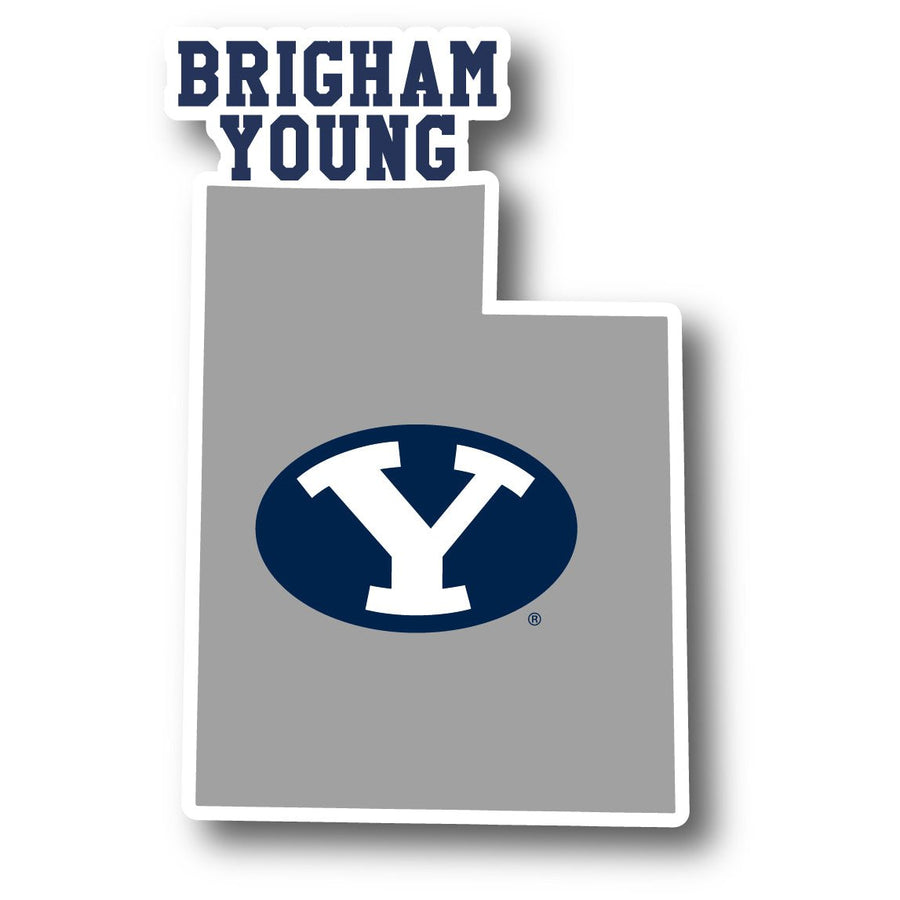 Brigham Young Cougars 4-Inch State Shape NCAA Vinyl Decal Sticker for Fans, Students, and Alumni Image 1