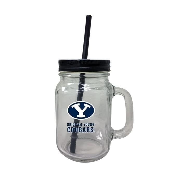 Brigham Young Cougars Mason Jar Glass Image 1