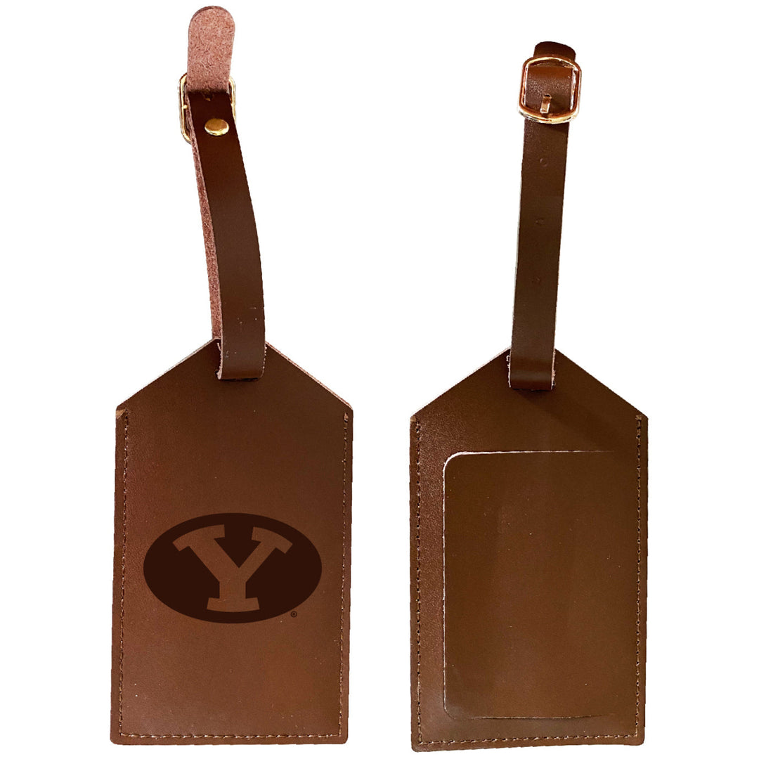 Elegant Brigham Young Cougars NCAA Leather Luggage Tag with Engraved Logo Image 1