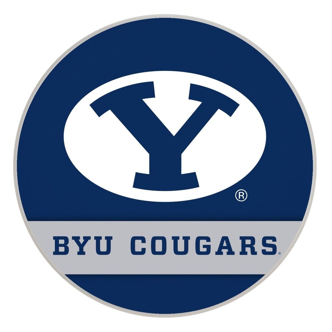 Brigham Young Cougars Officially Licensed Paper Coasters (4-Pack) - Vibrant, Furniture-Safe Design Image 1