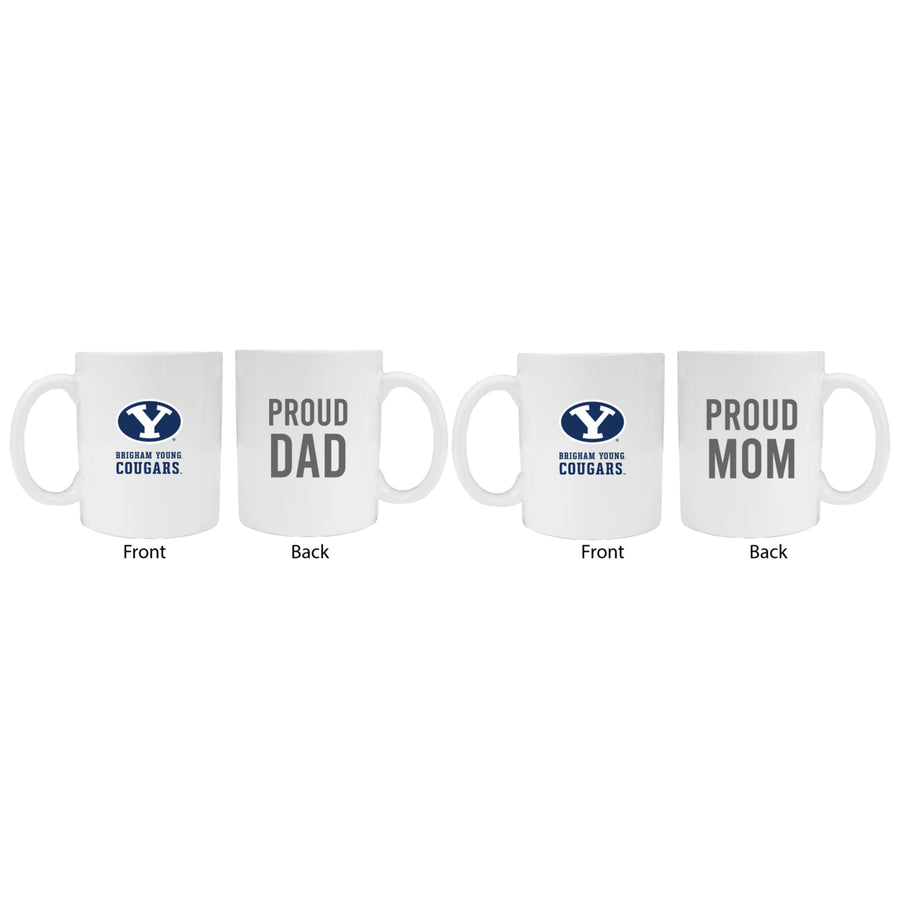 Brigham Young Cougars Proud Mom And Dad White Ceramic Coffee Mug 2 pack (White) Image 1