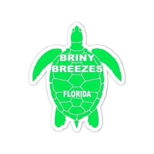 Briny Breezes Florida Souvenir 4 Inch Green Turtle Shape Decal Sticker Image 1