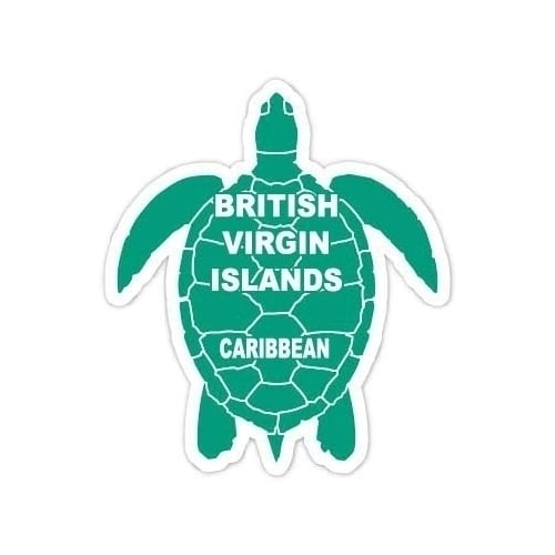 British Virgin Islands Caribbean 4 Inch Green Turtle Shape Decal Sticker Image 1