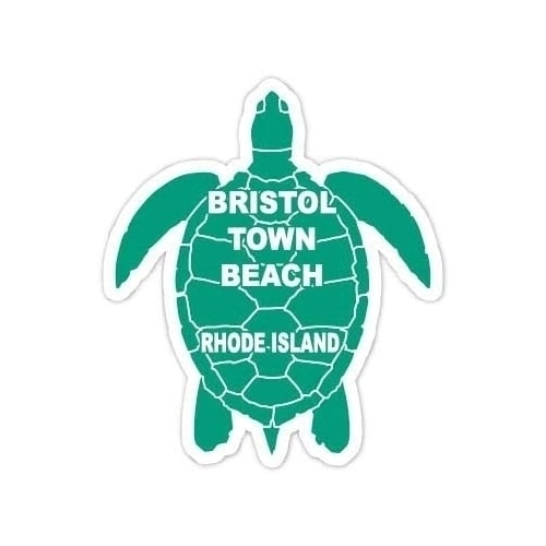 Bristol Town Beach Rhode Island 4 Inch Green Turtle Shape Decal Sticker Image 1